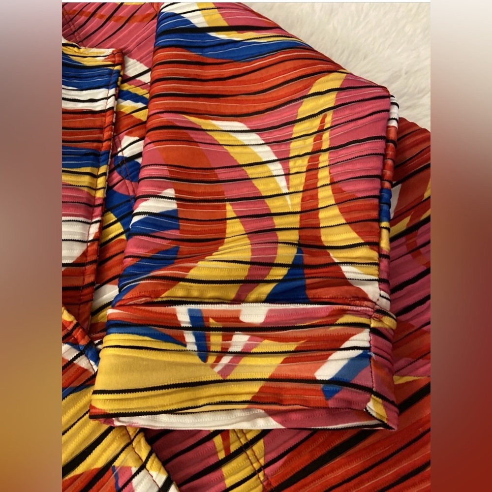 Multiples Pleated Abstract Print Open Jacket Xl B… - image 7